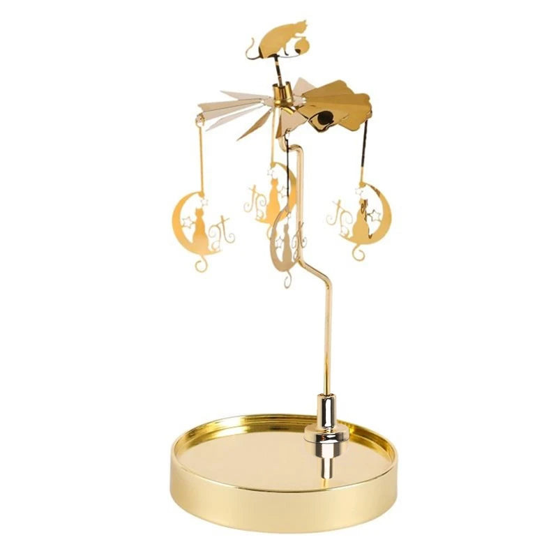 Snowflake Deer Fairy Rotating Candlestick Tealight Candle Holder Tray Romantic Wedding Party Decor Y5GB